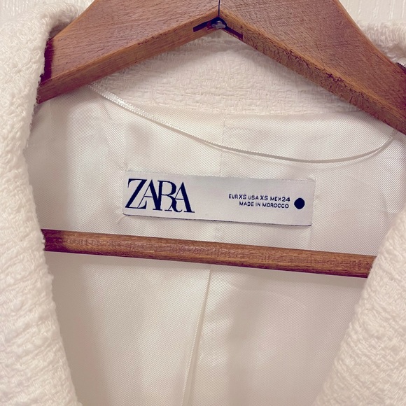ZARA boucle white blazer xs tweed - Picture 3 of 5